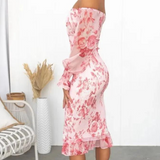 Dames Midi Jurk met Bloemenprint en Wijde Mouwen