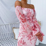 Dames Midi Jurk met Bloemenprint en Wijde Mouwen