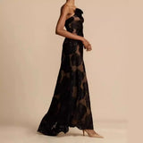 Straploze Maxi Jurk met Bloemappliqués