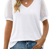 Dames T-shirt met V-hals en Korte Mouwen