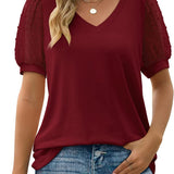 Dames T-shirt met V-hals en Korte Mouwen