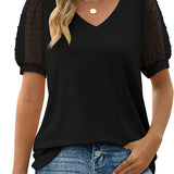 Dames T-shirt met V-hals en Korte Mouwen