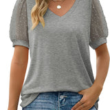 Dames T-shirt met V-hals en Korte Mouwen