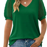 Dames T-shirt met V-hals en Korte Mouwen