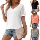 Dames T-shirt met V-hals en Korte Mouwen