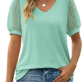 Dames T-shirt met V-hals en Korte Mouwen