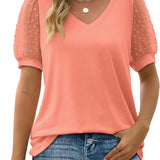 Dames T-shirt met V-hals en Korte Mouwen