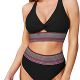 Dames Tweedelige Bikini met Gestreepte Tailleband