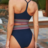 Dames Tweedelige Bikini met Gestreepte Tailleband