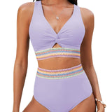 Dames Tweedelige Bikini met Gestreepte Tailleband
