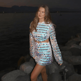 Mini Jurk met Pailletten en Uitsnede