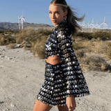 Mini Jurk met Pailletten en Uitsnede