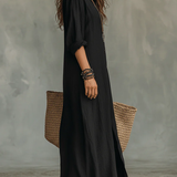 Dames Maxi Blousejurk met Kraag en Lange Mouwen