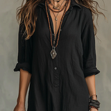 Dames Maxi Blousejurk met Kraag en Lange Mouwen