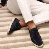 Heren Suède Loafers met Vetersluiting