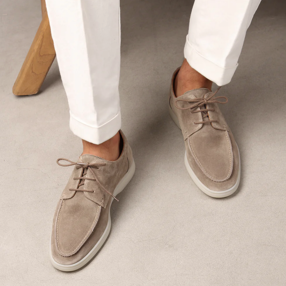 Heren Suède Loafers met Vetersluiting