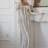 Dames Gehaakte Maxi Jurk met Open Rug