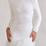 Gebreide Mini Jurk met Veerafwerking