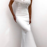 Strapless Maxi Jurk met Verenafwerking