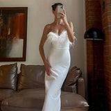 Strapless Maxi Jurk met Verenafwerking