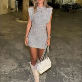 Glitter Mini Jurk met Schouderdetails
