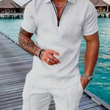 Tweedelige Set met Geribd Poloshirt en Short