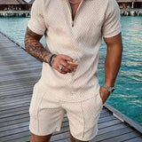 Tweedelige Set met Geribd Poloshirt en Short