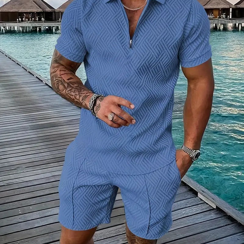 Tweedelige Set met Geribd Poloshirt en Short