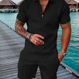 Tweedelige Set met Geribd Poloshirt en Short