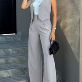 Tweedelige Set met Gilet en Wijde Broek