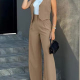 Tweedelige Set met Gilet en Wijde Broek