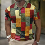 Heren Polo met Geometrisch Patchworkpatroon