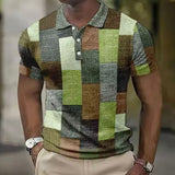 Heren Polo met Geometrisch Patchworkpatroon