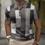 Heren Polo met Geometrisch Patchworkpatroon
