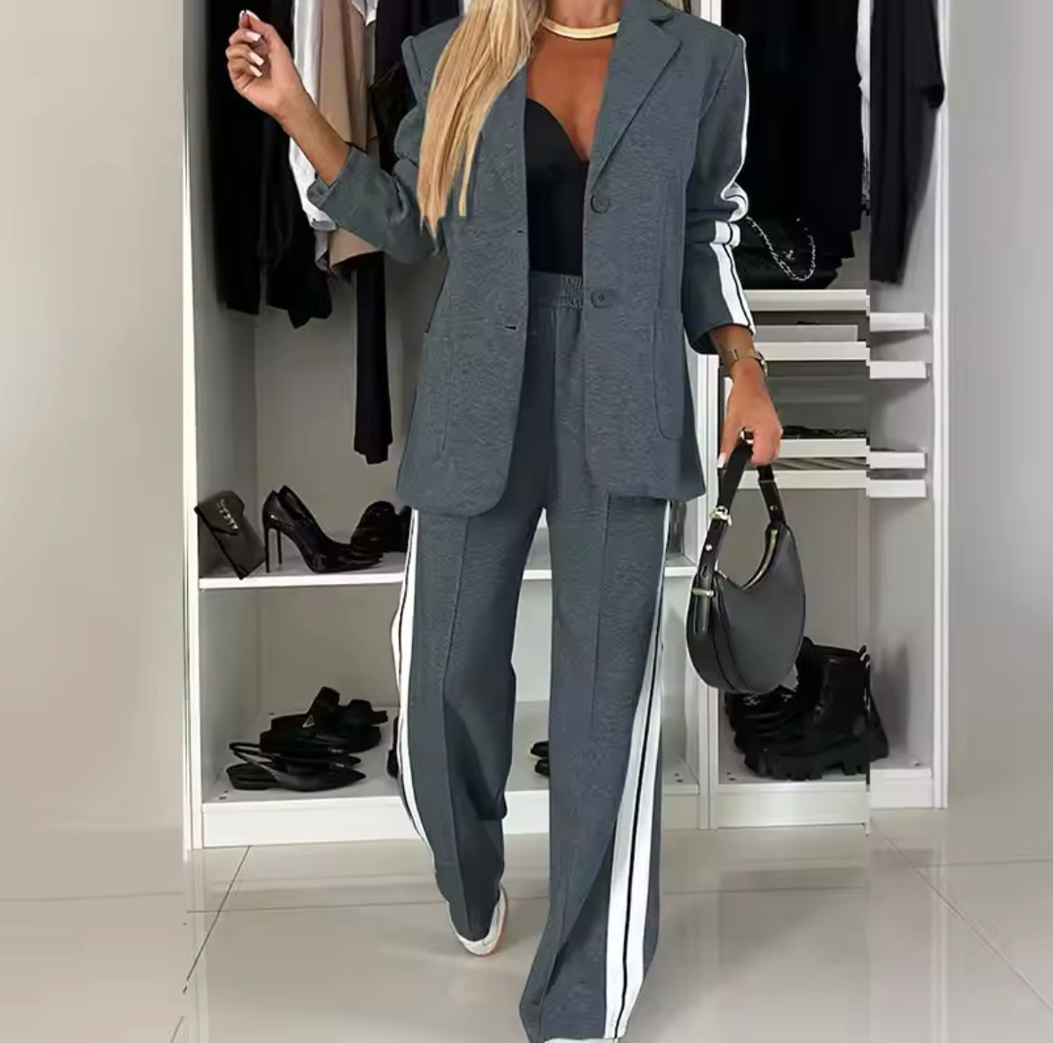 Tweedelige Set met Blazer en Wijde Broek