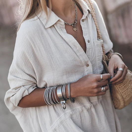 AGNETA casual losse zomerjurk van zachte, ademende stof met relaxte pasvorm en comfortabel, luchtig design.