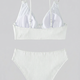 Dames Bikini met Geribde Textuur en V-Hals