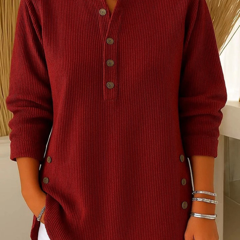 Dames Henley Shirt met Lange Mouwen