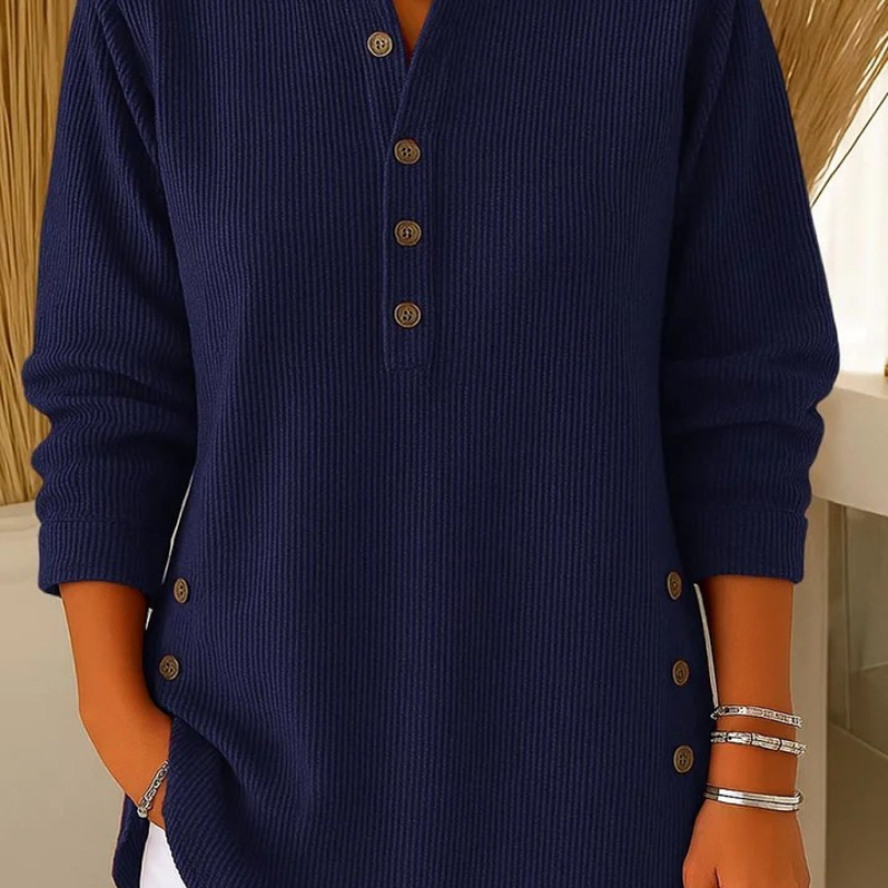 Dames Henley Shirt met Lange Mouwen