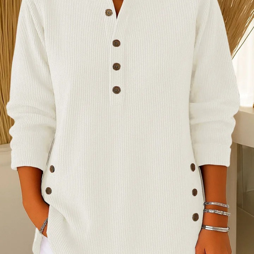 Dames Henley Shirt met Lange Mouwen