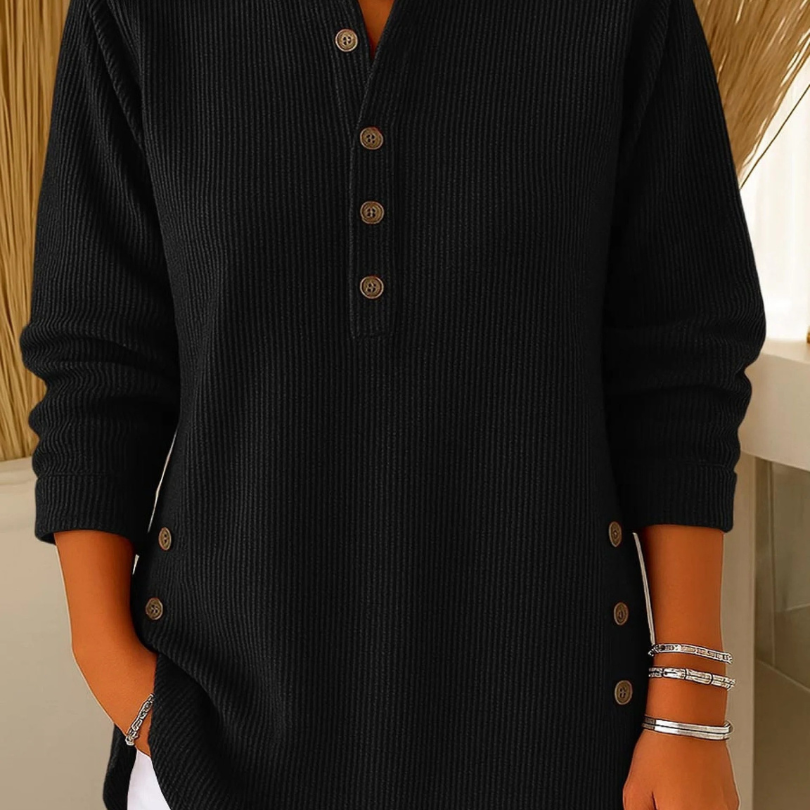 Dames Henley Shirt met Lange Mouwen