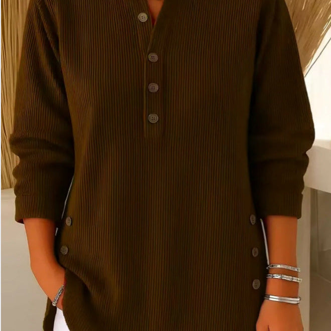 Dames Henley Shirt met Lange Mouwen