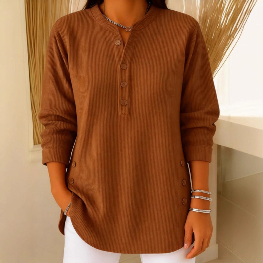 Dames Henley Shirt met Lange Mouwen