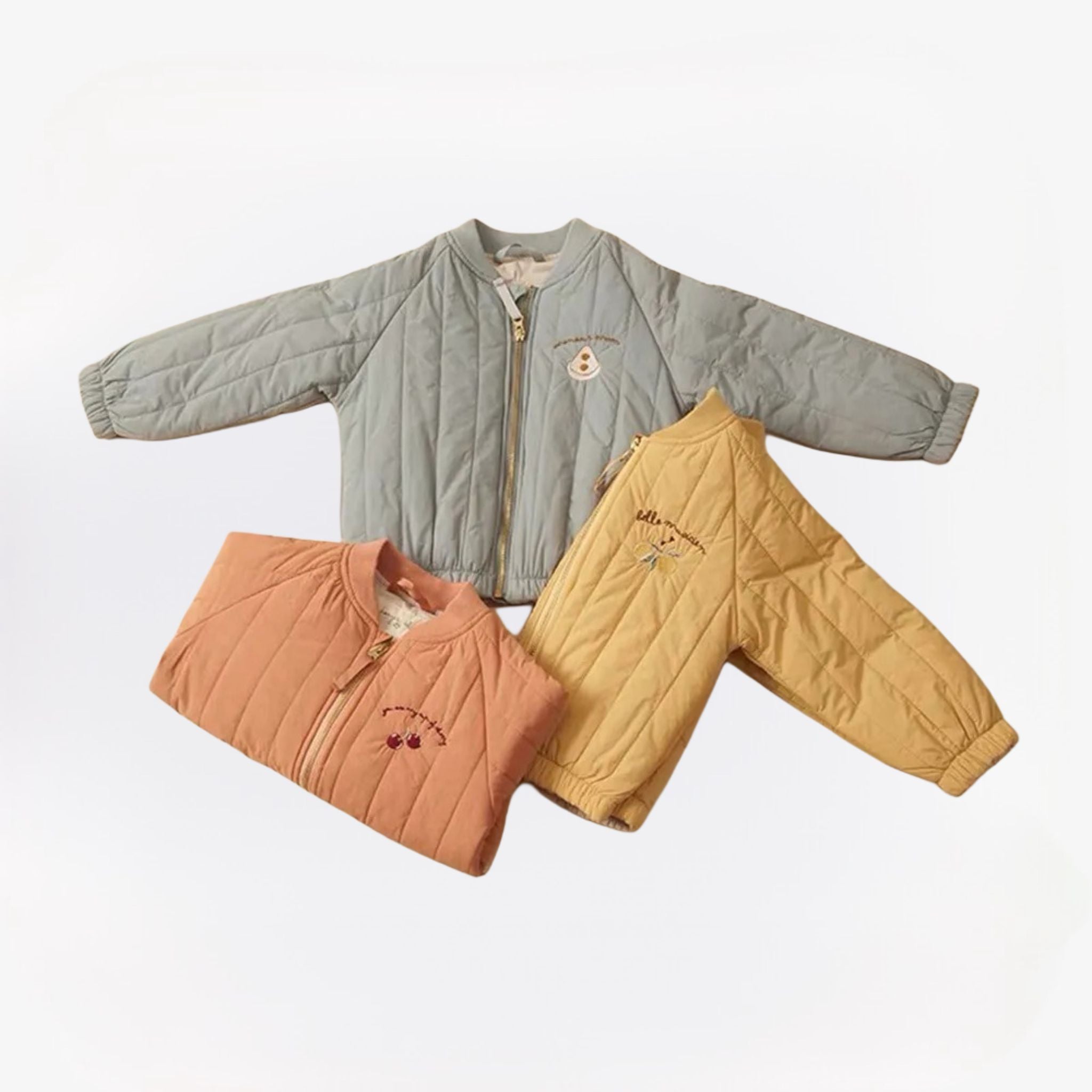 LittleNest kinder winterjas van zacht katoen met stijlvol borduursel – warme, comfortabele pasvorm voor koude dagen en dagelijks gebruik.