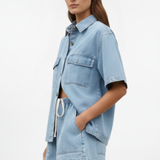Denim Tweedelige Set met Overhemd en Shorts  Product Description