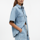 Denim Tweedelige Set met Overhemd en Shorts  Product Description