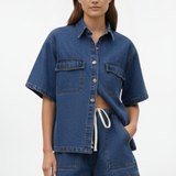 Denim Tweedelige Set met Overhemd en Shorts  Product Description