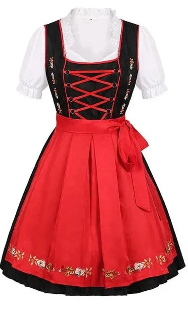 Klassieke Oktoberfest dirndljurk voor dames – traditioneel Beiers kostuum met elegante pasvorm, sierlijke details en hoogwaardige stof, perfect voor bierfeesten en verkleedpartijen.