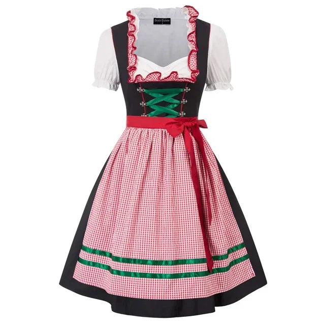 Klassieke Oktoberfest dirndljurk voor dames – traditioneel Beiers kostuum met elegante pasvorm, sierlijke details en hoogwaardige stof, perfect voor bierfeesten en verkleedpartijen.