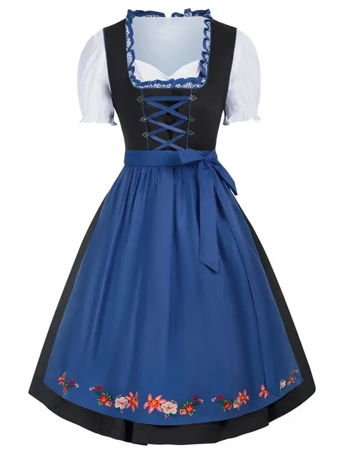 Klassieke Oktoberfest dirndljurk voor dames – traditioneel Beiers kostuum met elegante pasvorm, sierlijke details en hoogwaardige stof, perfect voor bierfeesten en verkleedpartijen.